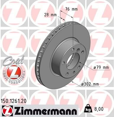 FREN DISKI ON BMW E34 E32-ZIMMERMANN 150.1261.20-34116756090