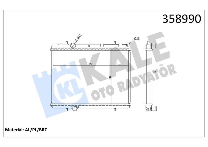 RADYATÖR PEUGEOT 307 YM-3008 RCZ-PARTNER TEPE BERLINGO III-308-5008-C4-C4 II DS4-C4 PICASSO DS5 C5-KALE 358990-1330K0
