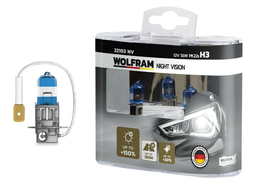 AMPUL 12V H3 55 PK22s NIGHT VISION 150 FAZLA 20 BEYAZ IŞIK-WOLFRAM 22103 NV