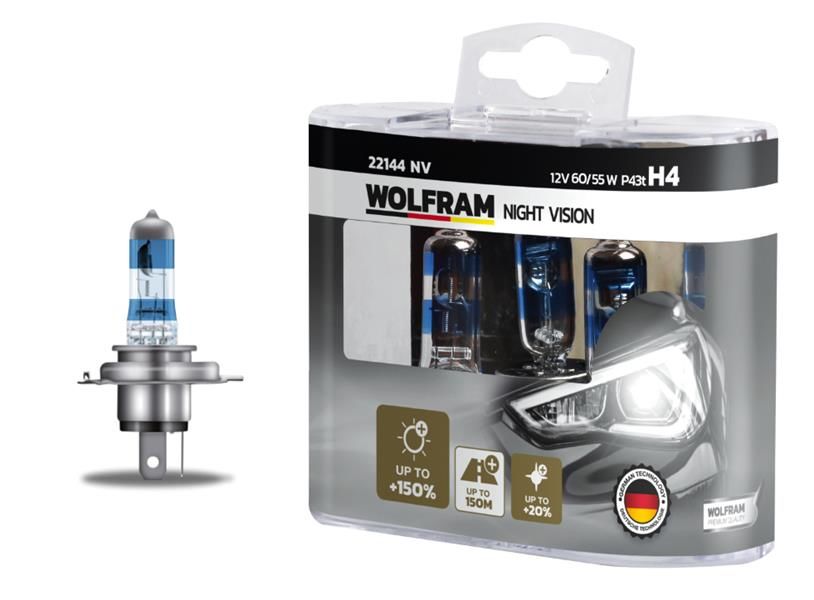 AMPUL 12V H4 60/55 P43t NIGHT VISION 150 FAZLA 20 BEYAZ IŞIK-WOLFRAM 22144 NV