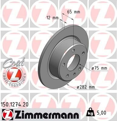 FREN DİSKİ ARKA BMW M3 E30-ZIMMERMANN 150.1274.20-34212225507