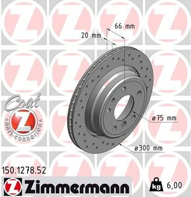 FREN DİSKİ ARKA BMW M5 E34 88 95 E34 V8 4.0 92 96 DELIKLI-ZIMMERMANN 150.1278.52-34211165265