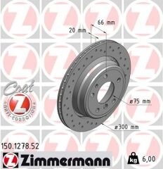 FREN DİSKİ ARKA BMW M5 E34 88 95 E34 V8 4.0 92 96 DELIKLI-ZIMMERMANN 150.1278.52-34211165265