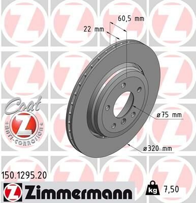 FREN DISKI ARKA BMW E46 Z4 E85 E86 HAVALI KAPLAMALI-ZIMMERMANN 150.1295.20-34216864052