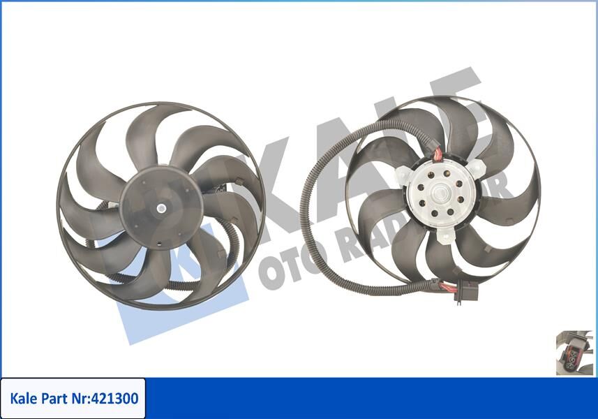 FAN MOTORU PERVANELİ AUDI A3-TT-SEAT CORDOBA-IBIZA IV-V-LEON-TOLEDO II-SKODA FABIA 220-60W-290mm DAVLUMBAZ YOK-KALE 421300-1J0959455K-1J0959455L-1C0959455C