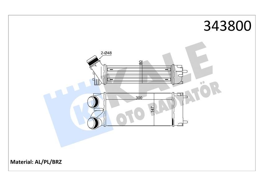 TURBO RADYATÖRÜ INTERCOOLER BERLINGO 04 C4 04 P308 07 PARTNER 04 1.6HDI AL/PL/BRZ 300x147x76-KALE-0384.L4