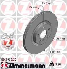 FREN DISKI ON BMW F40 F45 F46 F48 F39 MINI COUNTRYMAN F60-ZIMMERMANN 150.2930.20-34116865713