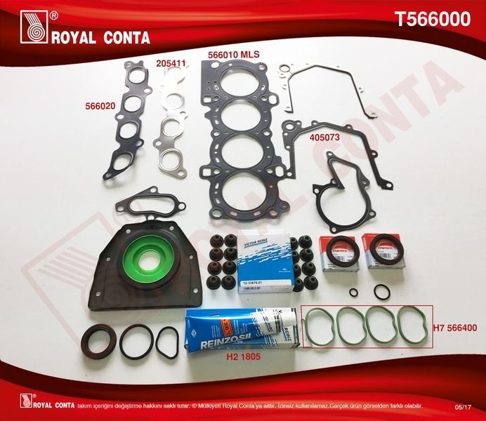 MOTOR TAKIM CONTA REINZ KEÇELİ SUBP.LAST SUBAP KAPAK CONTASIZ FIESTA V 1.4 16V-ROYAL T566000