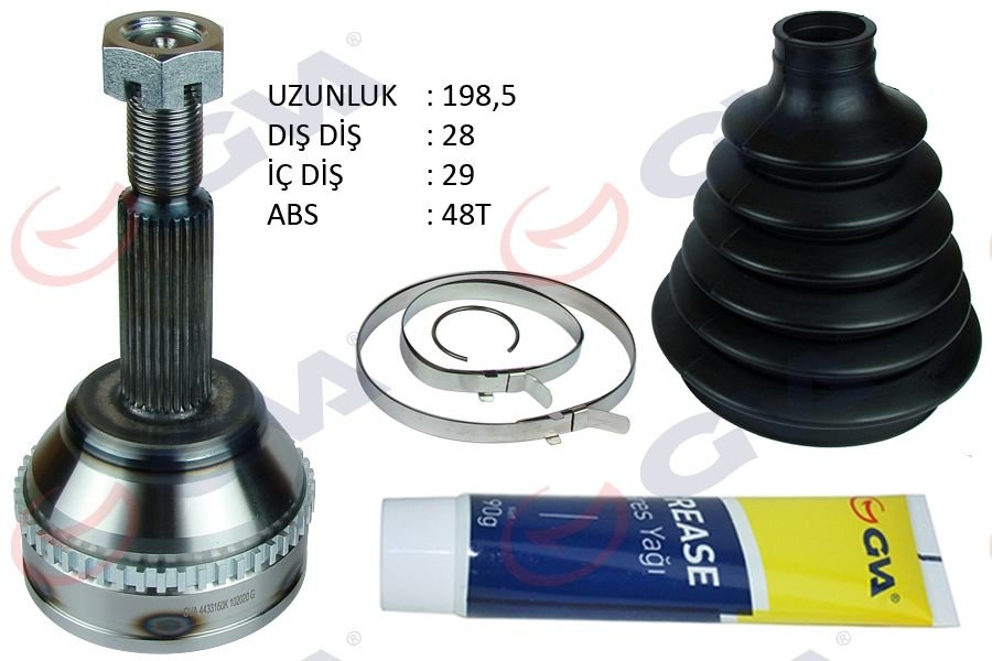 AKS KAFASI DIŞ ÖN TRANSİT V347 2.2-2.4 TDCİ 06- ABS Lİ 48DİŞ İNCE MİL 28x29x60 198.5mm-GVA 4433150K-6C113A327BB-1434479
