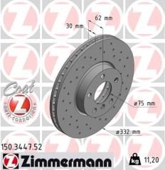 FREN DISKI ON 332mm BMW E70 F15 E71 F16-ZIMMERMANN 150.3447.52-34116886478 34116868939