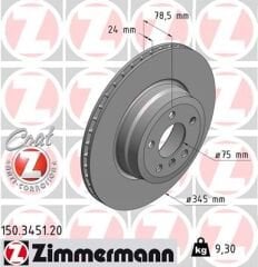 FREN DISKI ARKA BMW E70 E71 E72 F15 F16-ZIMMERMANN 150.3451.20-34216886480