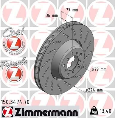 FREN DISKI ON SAG BMW M5 E60 M6 E64-ZIMMERMANN 150.3474.70-34112282806