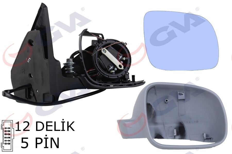 DIŞ DİKİZ AYNASI SAĞ GOLF-BORA 98 ELEKTRİKLİ ASTARLI KONVEKS 5 FİŞ VM-188R-GVA 1075225-1J1857508D01C-1J1857522E-3B1857538B