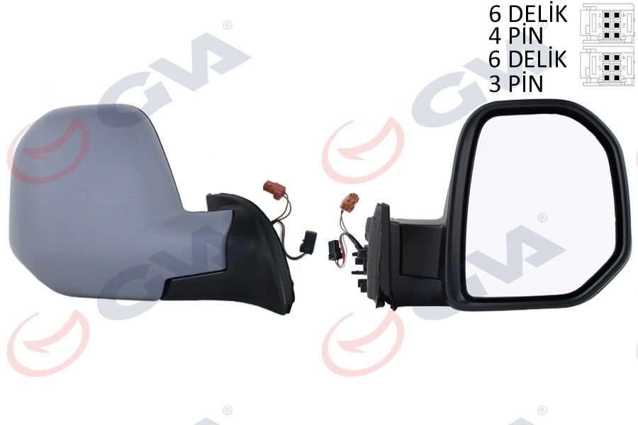 DIŞ DİKİZ AYNASI SAĞ BERLINGO-PARTNER 08 ELEKTRİKLİ ISITMALI SENSÖRLÜ ASTARLI KONVEKS VM-6118EHPSR-GVA 1045160-8153.TQ-8153.TT