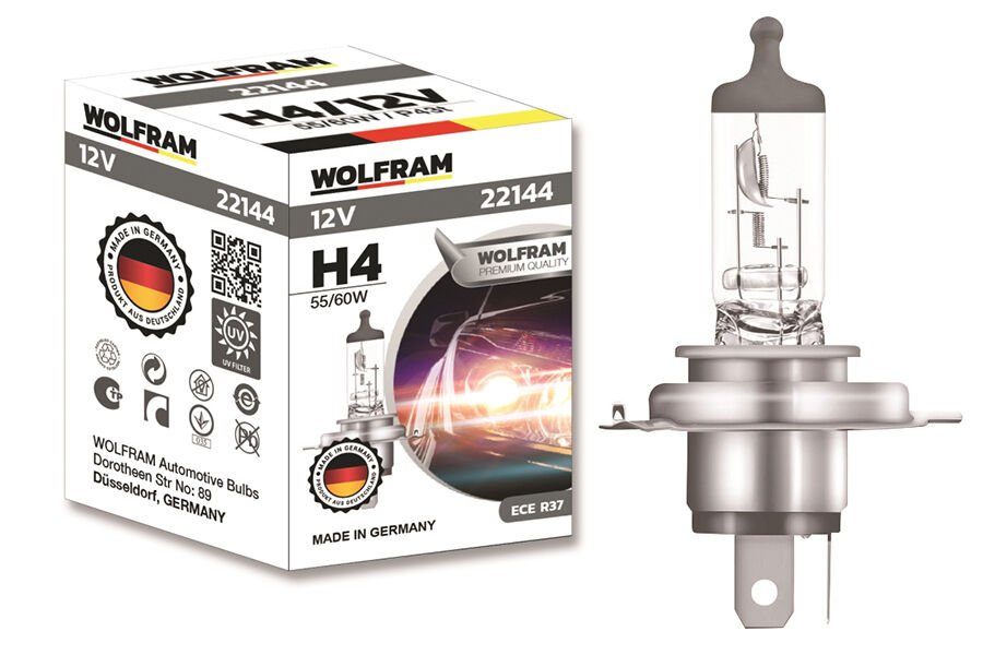 AMPUL 12V H4 60/55 P43t STANDART IŞIK TIRNAKLI P43t 64193-WOLFRAM 22144