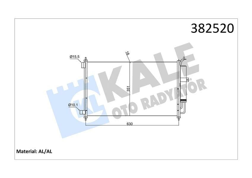 388300 KLİMA KONDENSERİ NOTE-MICRA III-MICRA C C-JUKE-TIIDA AL/AL 630x348x16-KALE-92100EL00A-92100AX80B-92100AX801