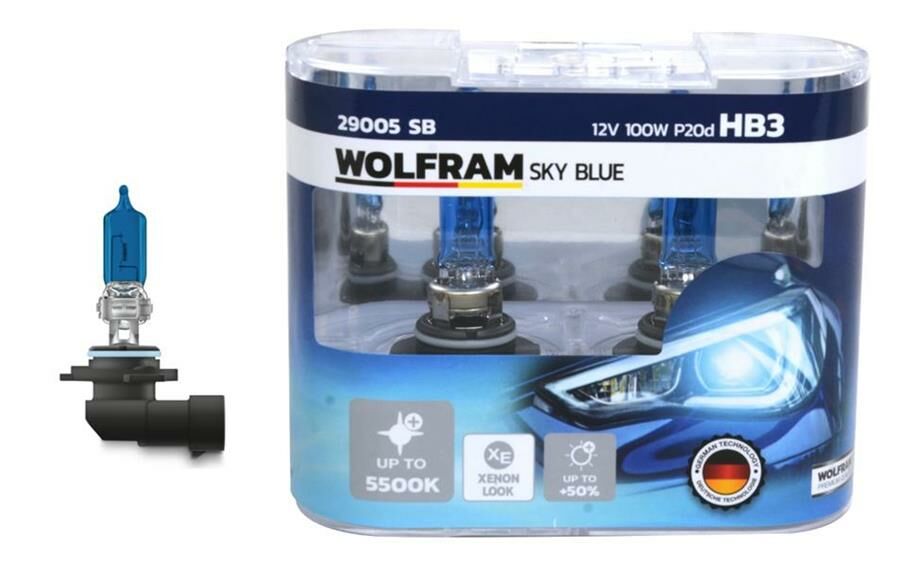 AMPUL 12V HB3 100 P20d SKY BLUE BEYAZ IŞIK-WOLFRAM 29005 SB