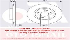 ÖN FREN AYNASI HONDA CR-V II 2.0 02-06 2.2CDTI 05-06 FR-V 1.7-1.8-2.0-2.2 05 282x23x5DLxHAVALI-TRW DF4486-45251S7AN10-45251SCAE00-45251S7AE10