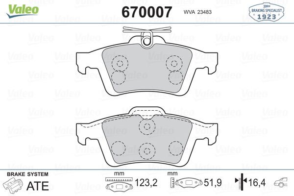 ARKA BALATA FOCUS II CMAX 03 CONNECT 02 LAGUNA III 07 VECTRA C 02 C5 08 SIGNUM 03-VALEO 670007-3M512M008AC-440601689R-WVA23482