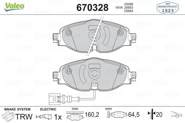 ÖN BALATA GOLF7-A3-LEON-TIGUAN-PASSAT-OCTAVIA-SUPERB 12-VALEO 670328-8V0698151-2K5698151-5Q0698151B