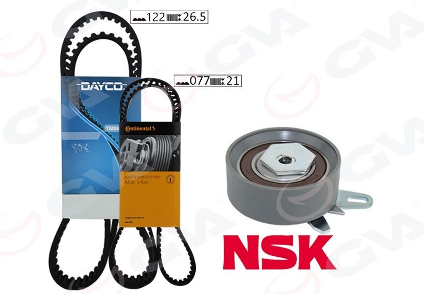 TRİGER SETİ 122x26.5-077x210 TRANSPORTER T4 2.4D 90-03 AJA K065323XS 2 KAYIŞ 1 GERGİ-GVA 59T7571-074198119A-074198119F-074198119J