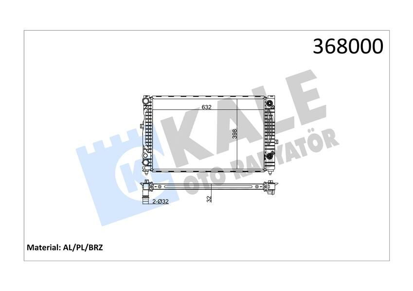 RADYATÖR A4-A6-SUPERB-PASSAT 1.6-1.8-1.9TDI 95-00 632X398X32 AL-PL-BRZ-KALE 368000-8D0121251BE-8D0121251M