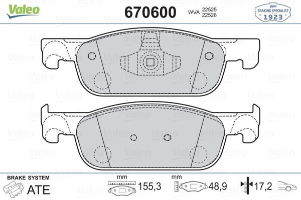 ÖN BALATA CLIO IV 0.9 TCE-1.2-1.5DCI 12 DACIA DUSTER-LOGAN II- SANDERO II 1.2-1.5DCI 12-VALEO 670600-410605536R-410604682R