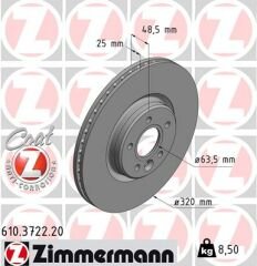 ÖN FREN AYNASI VOLVO S40 2004-2012 C70 II 2006-2013 V40 2012 V50 2004-2012 320 X5-DL-ZIMMERMANN 610.3722.20-31262720-31302573-31329122
