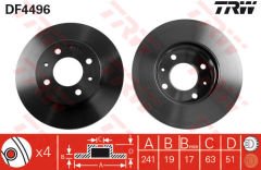 ÖN FREN AYNASI ACCENT-ADMIRE 1.3 -1.5CRDI-1.6 02 241x19x4DLxHAVALI-TRW DF4496-5171225060-5171225061