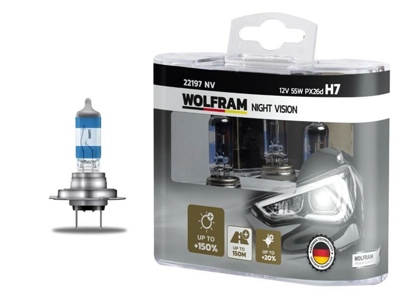 AMPUL 12V H7 55 PX26d NIGHT VISION 150 FAZLA 20 BEYAZ IŞIK-WOLFRAM