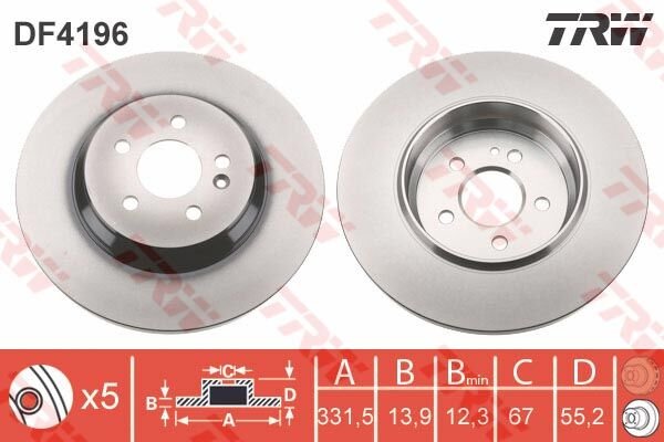 FREN DISKI ARKA MERCEDES ML-CLASS W163 98 05-TRW DF4196-A1634230212