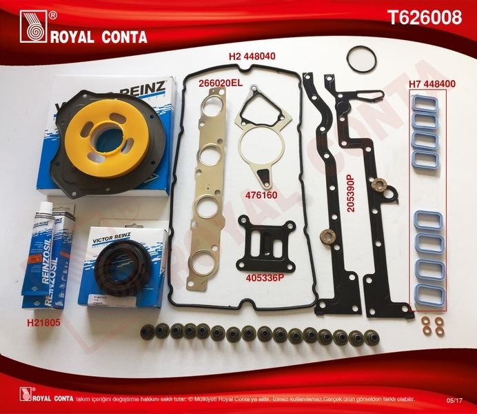 MOTOR TAKIM CONTA REINZ KEÇE SUBAP LAS SKC SİZ BOXER-JUMPER 2.2 HDİ 100/120 P22DTE Euro4-ROYAL T626008