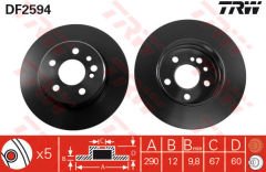 FREN DISKI ARKA MERCEDES S-CLASS W140 91 98-TRW DF2594-A1404230612