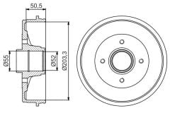 FREN KAMPANASI ARKA RENAULT KANGOO 97 - 203.3 / 50.5 MM-BOSCH 0986477172-7700304984-4320000QAG