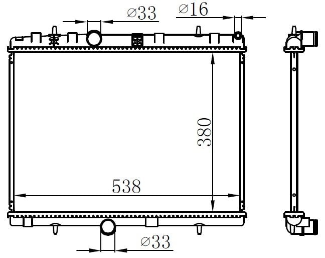 RADYATÖR C-ELYSEE-C3-C4-C5 I-P207-P208-P301-P307-P308-P407-P3008-P5008-RCZ 09 MT 380X538X16-ORIS-1330P9-96455874-9645587480