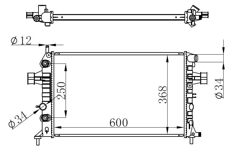 RADYATÖR BRAZING ASTRA G-ZAFIRA 1.4 16V-1.6 16V-1.8 16V-2.0 16V-2.2 16V AC KLİMASIZ MEK OTOM BR 600-ORIS-1300196-1300214-1300257