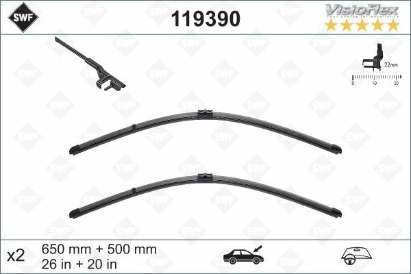 SİLECEK 65 50 FLATBLADE-MUZ TİPİ VOLVO S40 04 V50 04 BMW X3 10 VM430 119390 574378-VALEO-30699635