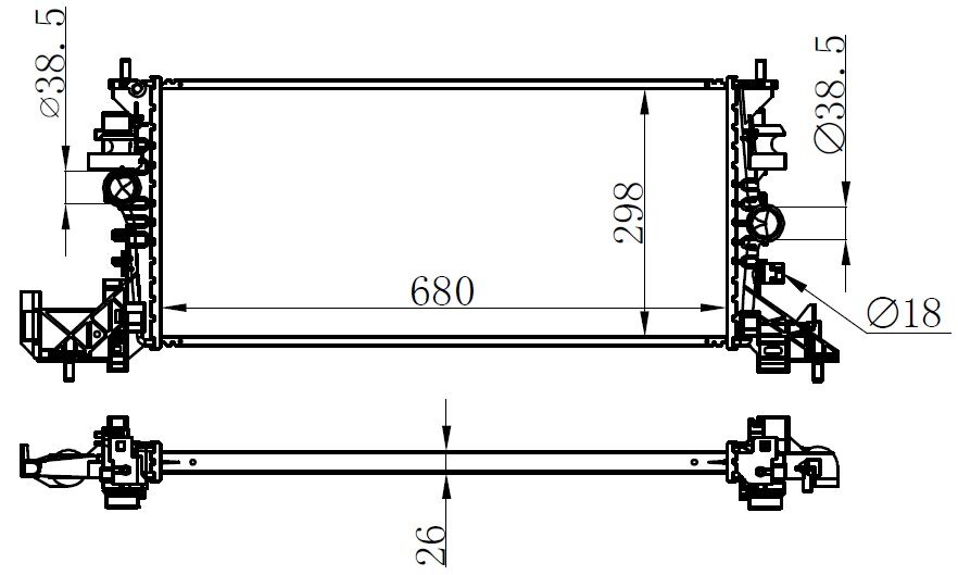 RADYATÖR AL/BRZ OPEL ASTRA K B16 1.0 1.2 1.4 1.6 Turbo 1.5CRDI 1.6CDTI 15 MT-ORIS BOP536026-39146897-13453906-13453907-39055162