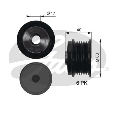 ALTERNATÖR KASNAĞI 43.5mm CMAX-FIESTA VI-FOCUS III-KUGA II-TRANSİT-CONNECT-COURIER 1.5-1.6-2.0TDCİ-GATES OAP7155-AV6Q10A352AA-31285815