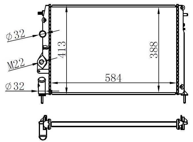 RADYATÖR MGN I-SCENIC 1.4-1.6-1.8-2.0 16V AC MEK LOGAN 1.5 DCİ 586x415x23-ORIS MRN001023-7700425842-7702258285-8200050512