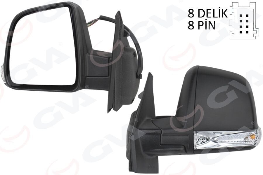 DIŞ DİKİZ AYNASI ELEKTRİKLİ SOL DOBLO III 2011 MD. SİNYALLİ KATLANIR / POWER FLOK DESENLİ 8 FİŞ-GVA-735645708