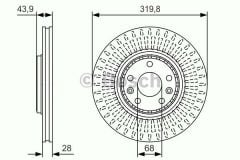 ÖN FREN AYNASI RENAULT GRAND SCENIC III 09 GRAND SCENIC IV 16 LAGUNA III 07 15 LATITUDE 11 MEGANE III 09 MEGANE IV 15 MEGANE E TECH 23 320x28x5 DELİK HAVA KANALLI-BOSCH 0986479552-402060003R-402061792R-402064155R