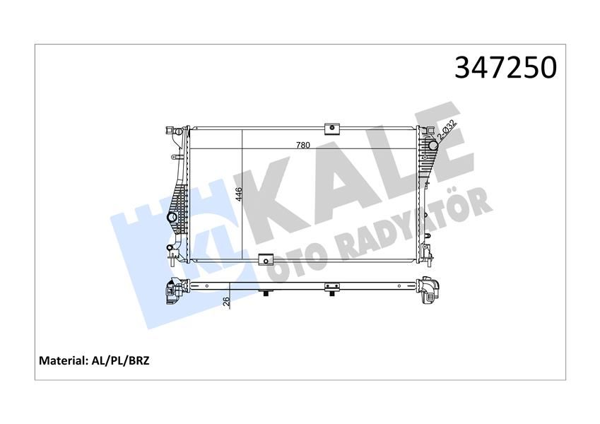 RADYATÖR TRAFIC II-VIVARO 2.0 DCİ-CDTİ 06 M9R 780x462.25x27 MEK AC /--KALE 347250-214109682R-4406359-93865588