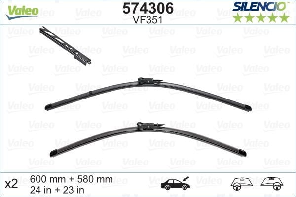 SILECEK SUPURGESI 600/580mm SWF BMW E60-VALEO 574306-61617049186-61617049187