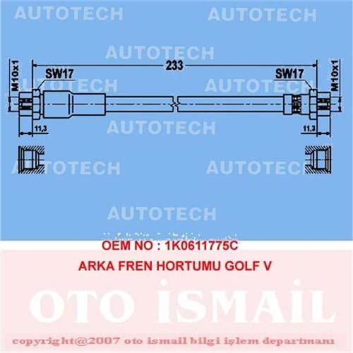 ARKA FREN HORTUMU POLO 81-94-AUTOTECH TVP12-321611775-431611775A