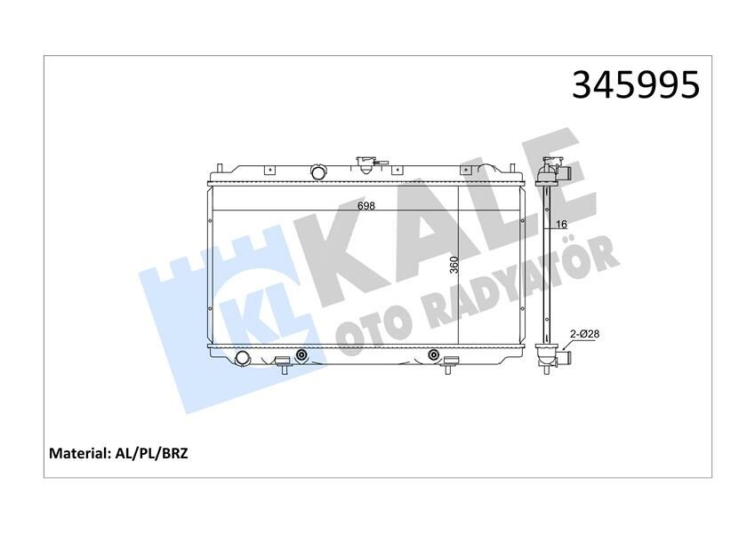 RADYATÖR NISSAN ALMERA 1.8 00 PRIMERA 1.6-1.8 02 360x689x16 AC /- OTOM AL/PL/BRZ-KALE 345995-21460AV700-21460BM700-21460BM702