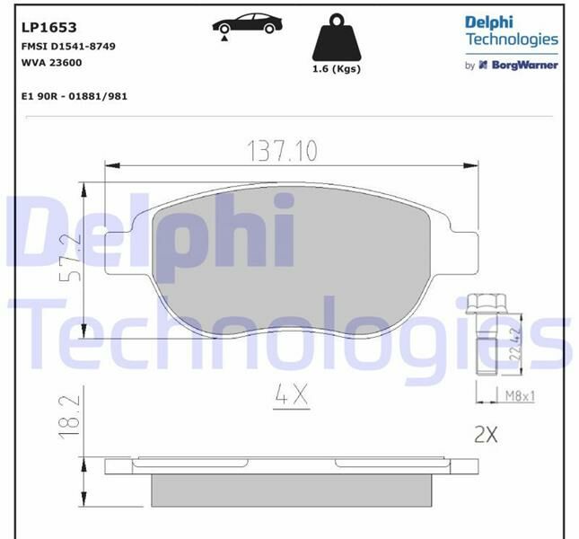 ÖN BALATA P207 06 P307 00 DOBLO 01 PARTNER 03 BERLINGO 00 C3 02 C4 04 XSARA 00-DELPHI LP1653-1647873980-4252.53-1611140980