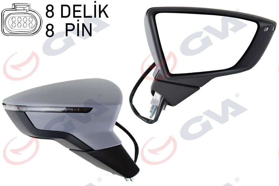 DIŞ DİKİZ AYNASI SAĞ LEON 12 ELEKTRİKLİ KATLANIR ISITMALI SENSÖRLÜ SİNYALLİ ASTARLI KONVEKS VM-367EBR-GVA 1061614-5F1857508P