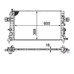 RADYATÖR ASTRA H- ZAFIRA 1.6-1.8 AC KLİMASIZ MEK 600x368x18-MAHLE CR1091000S-13170110-1300266-13145211