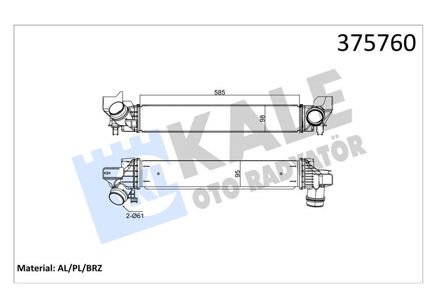 TURBO RADYATORU B38 BMW F40 F44 F45 F46 F48 F39 MINI B36 B38 F54 F55 F56 F57 F60-KALE 375760-17517617597